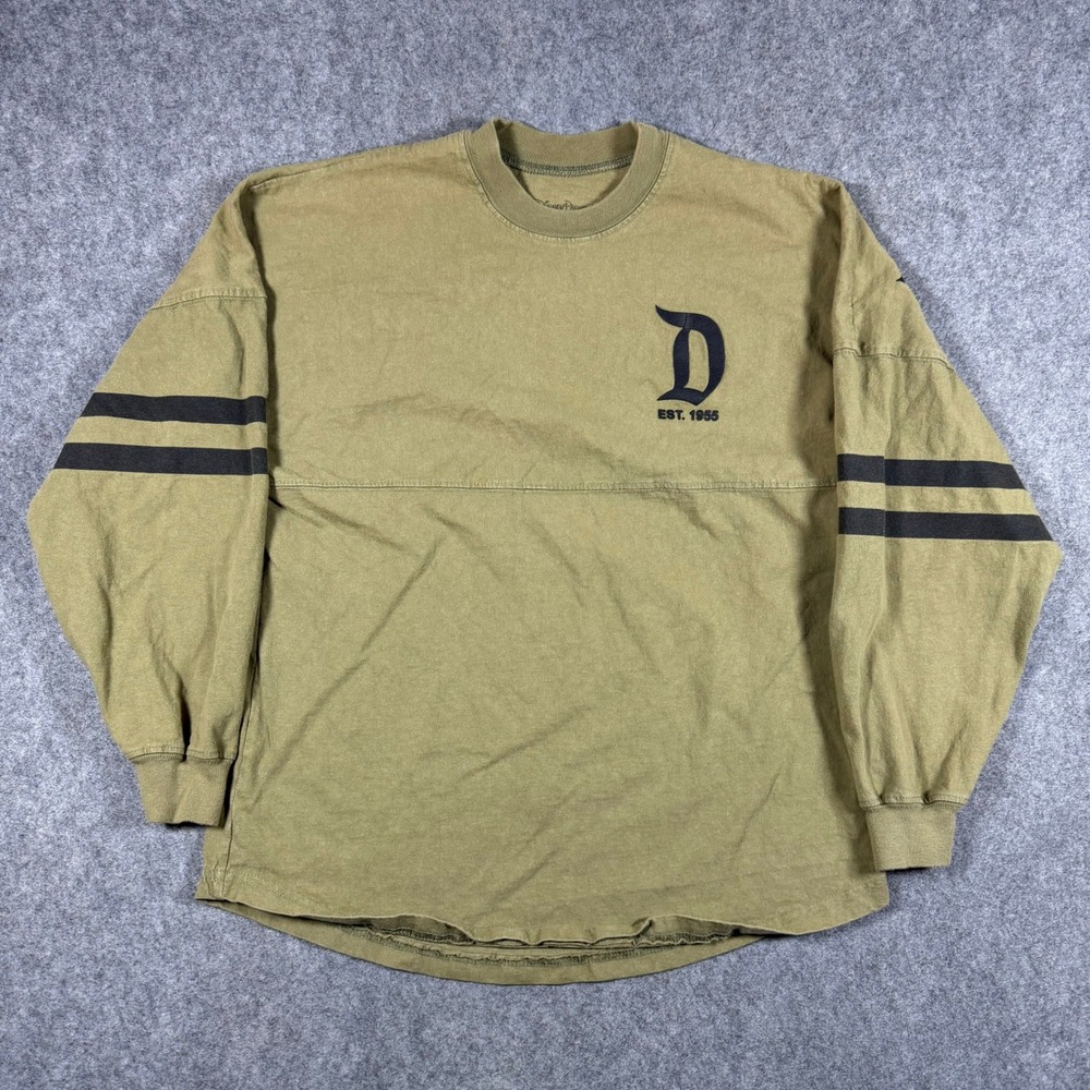 Disney Parks Spirit Jersey Mens Small Olive Green Disneyland Resort Long Sleeve